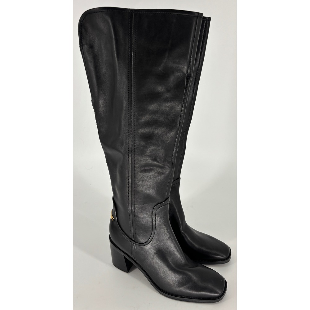 27 Edit Naturalizer Edda Knee High Boot Black Women Size 6 Leather Square Toe